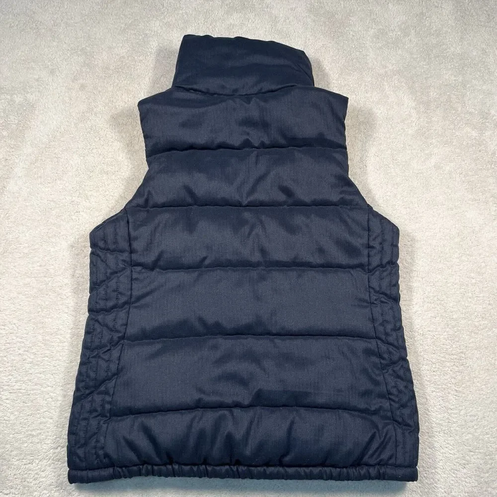 Old Navy Puffer Vest Mens S Navy Blue Herringbone Fleece Lined Quilted 774364-02